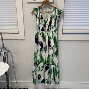 Anthropologie Green and Blue Maxi Dress